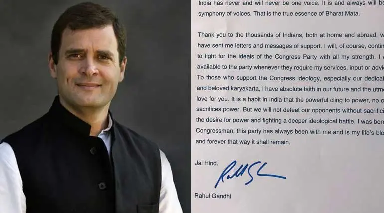 Rahul in a 4-page tweet confirms his resignation as Congress President