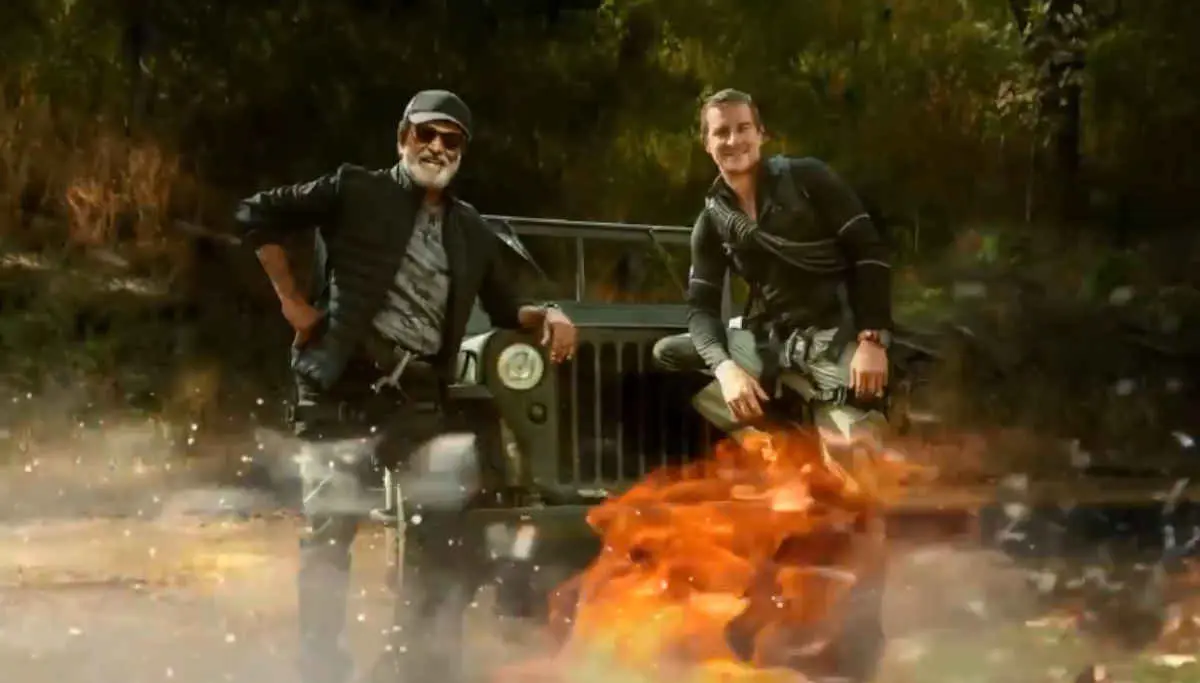 Bear Grylls Shares the Motion of Poster of Into the Wild Episode with Rajinikanth
