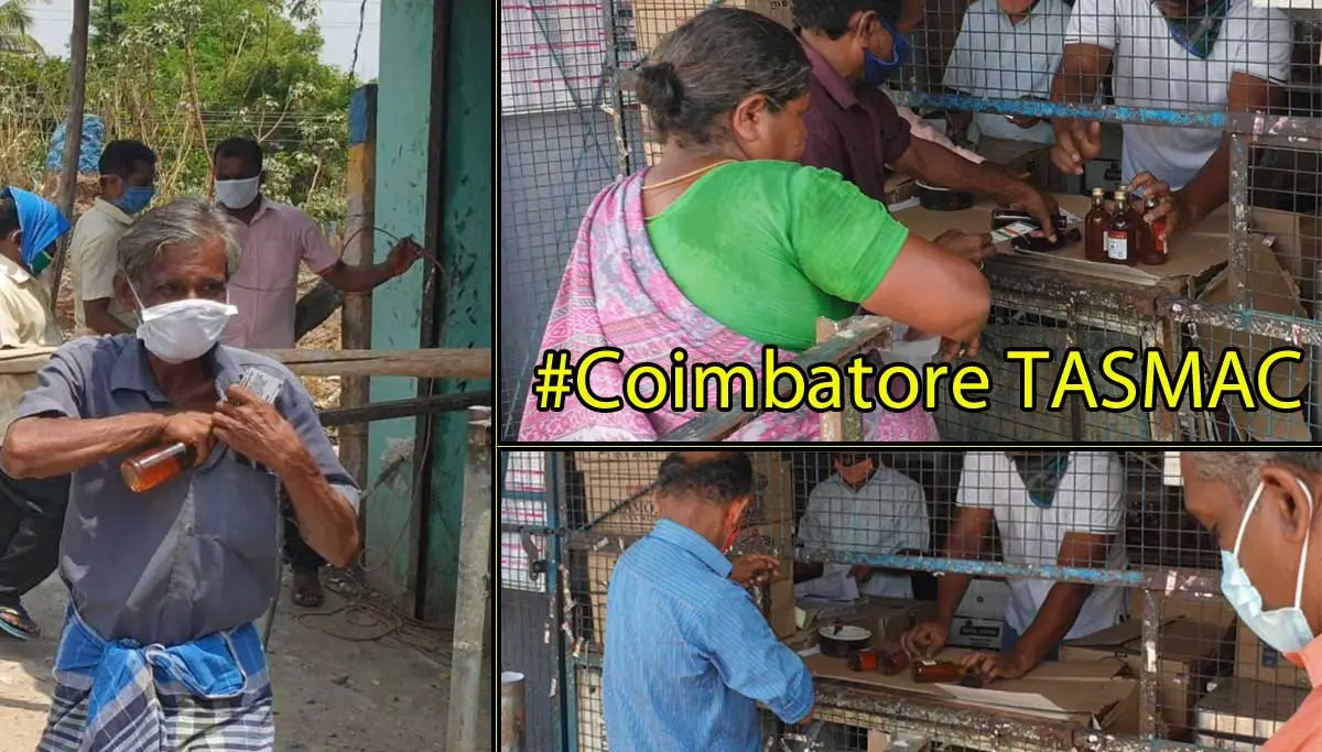 Tamilnadu Coimbatore Tasmac reopening serves no CoVid panic due to Organised Planning