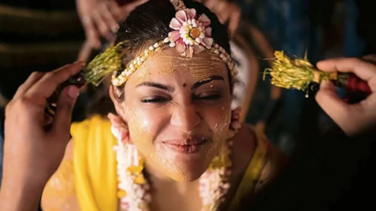 Kajal Aggarwal Shines in her Wedding with Red Lehenga:  Trending Photos