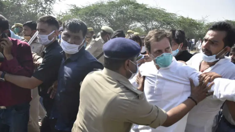 Rahul Gandhi was arrested while on a march to Hathras in Uttar Pradesh.