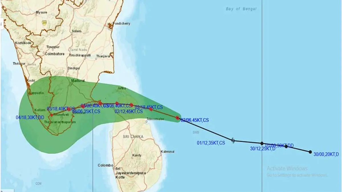 Southern Districts in TN will experience very heavy rainfall due to the Burevi cyclone from Sri Lanka