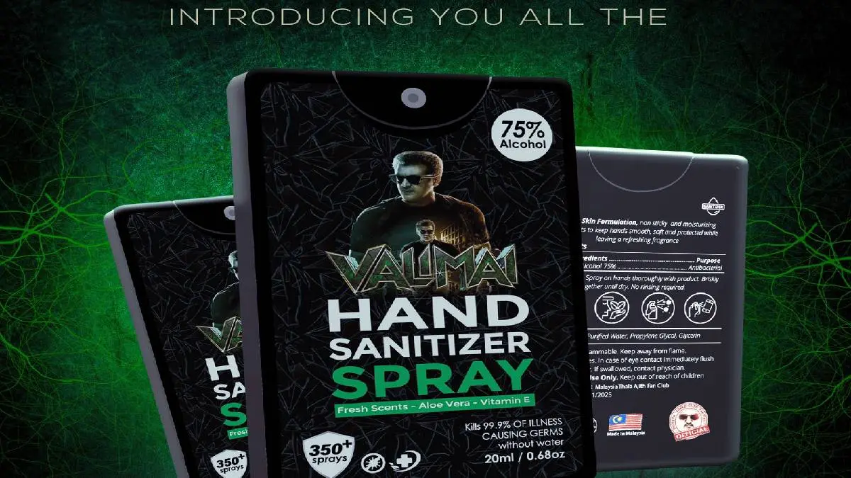 Malaysia Thala Ajith Fan Club Introduced Valimai Hand Sanitiser Spray