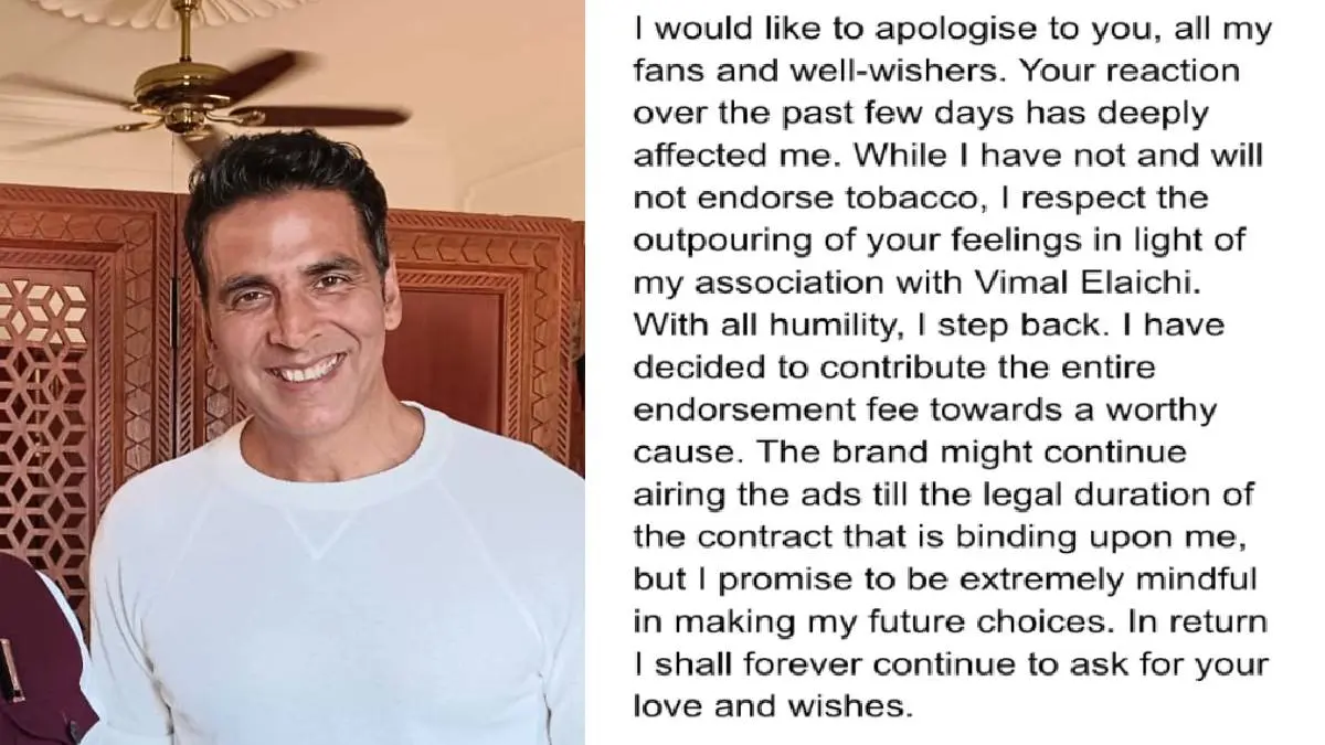 Akshay Kumar Apologizes For Starring In Pan Masala Advertisement