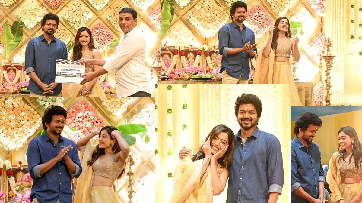 Thalapathy 66 Pooja Photos Of Vijay And Rashmika Mandanna On Viral