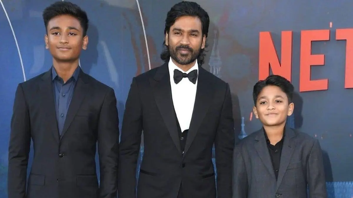 Actor Dhanush Photo With His Sons At The Gray Man Premiere Go Viral