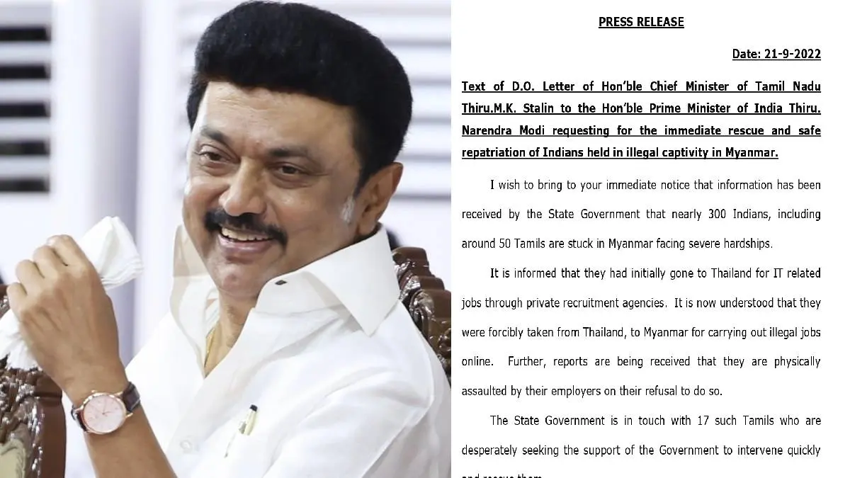 CM Stalin Letter To PM Modi For Immediate Rescue Of Indians in Myanmar