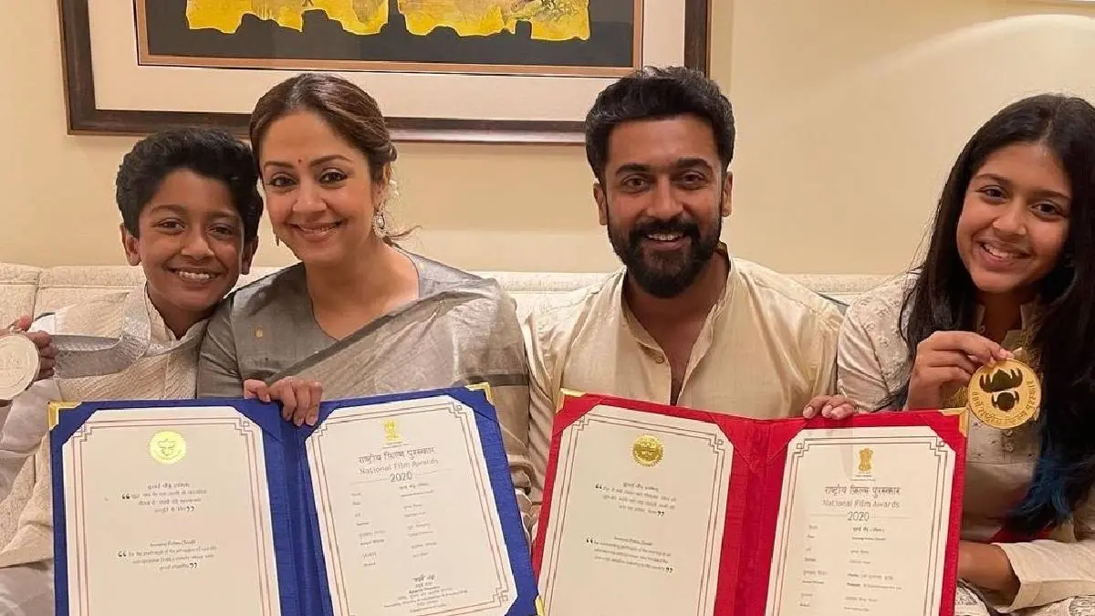 Actor Suriya And Jyothika Proud Moment After Receiving National Awards