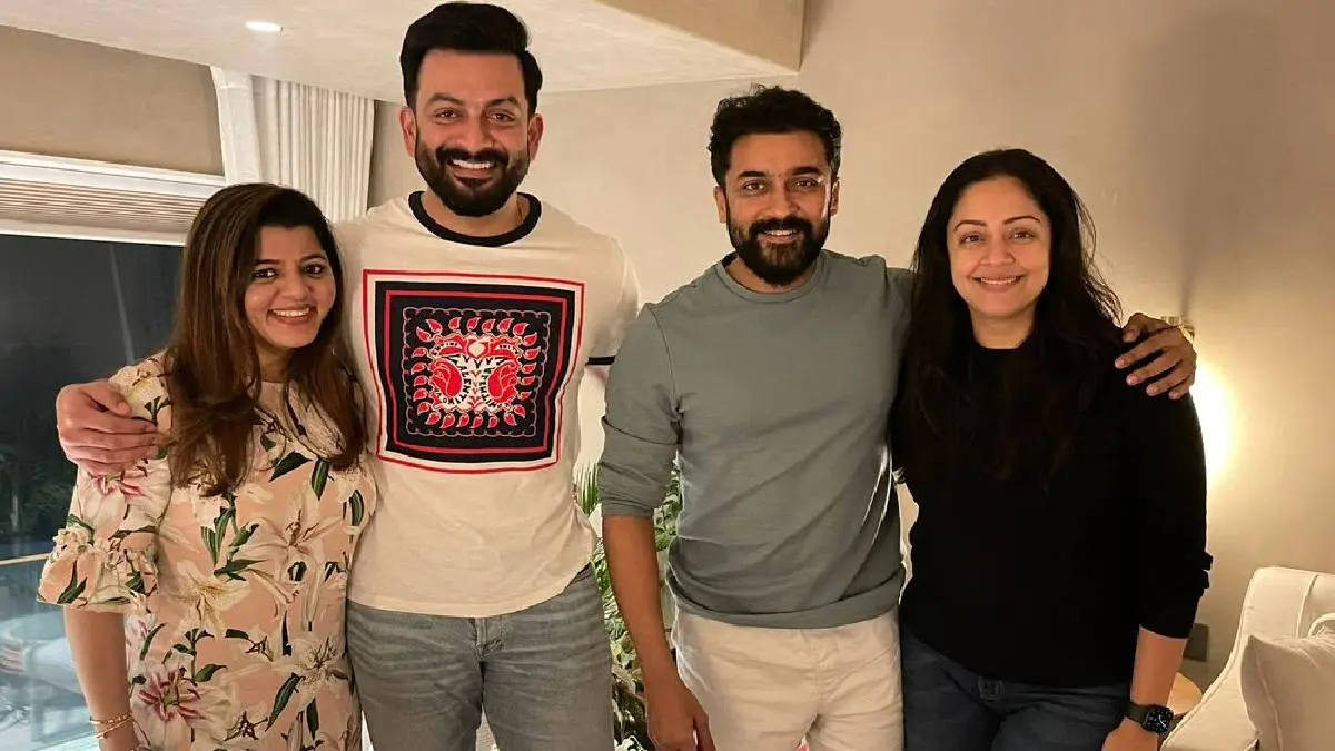 Actor Prithviraj Shares The Photo With Suriya and Jyothika In Twitter