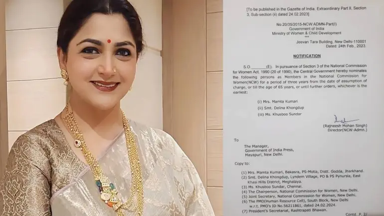 Khushbu Sundar nominated as member of National Commission for Women