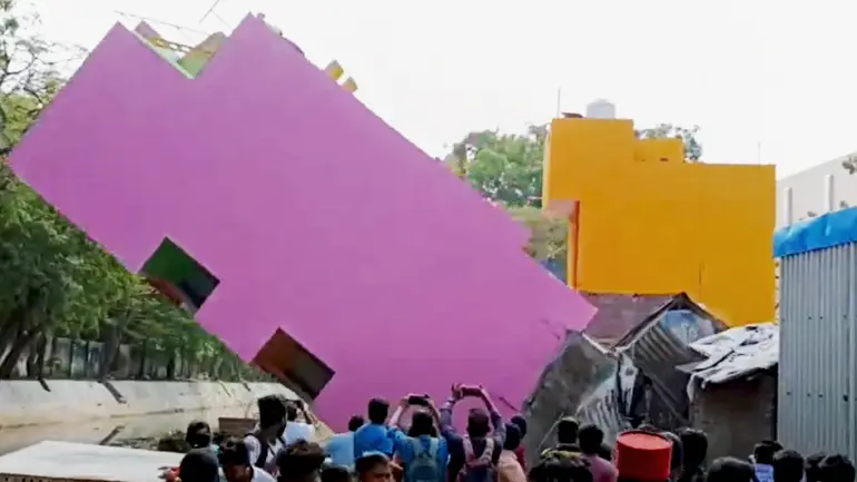 Puducherry: 3 Storey Building Collapse Due To Drainage Work