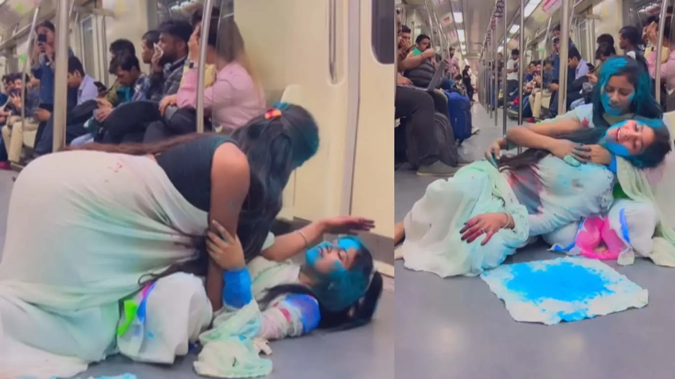 Delhi Metro Holi Viral Video Of Two Girls Deepfake or Reality?