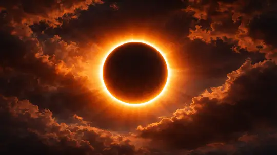 Ring of fire  eclipse over louds