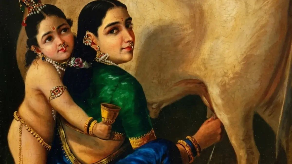 Ravi varma painting Krishna and Yashoda