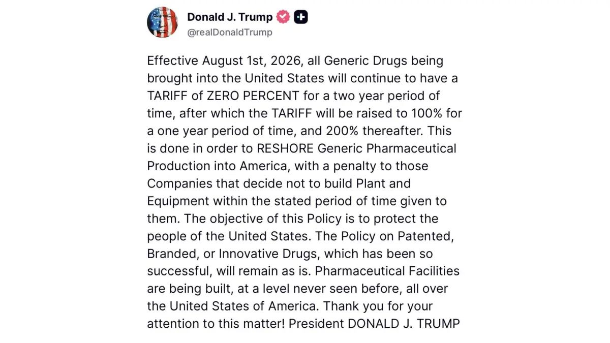 On Truth Social US President Trump posted